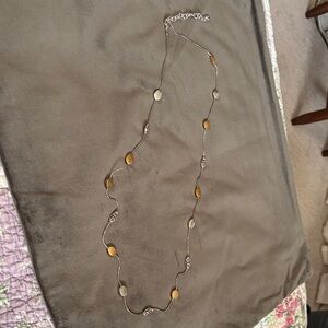 Layered Two-Tone Oval Station Necklace - Gold & Silver Accents